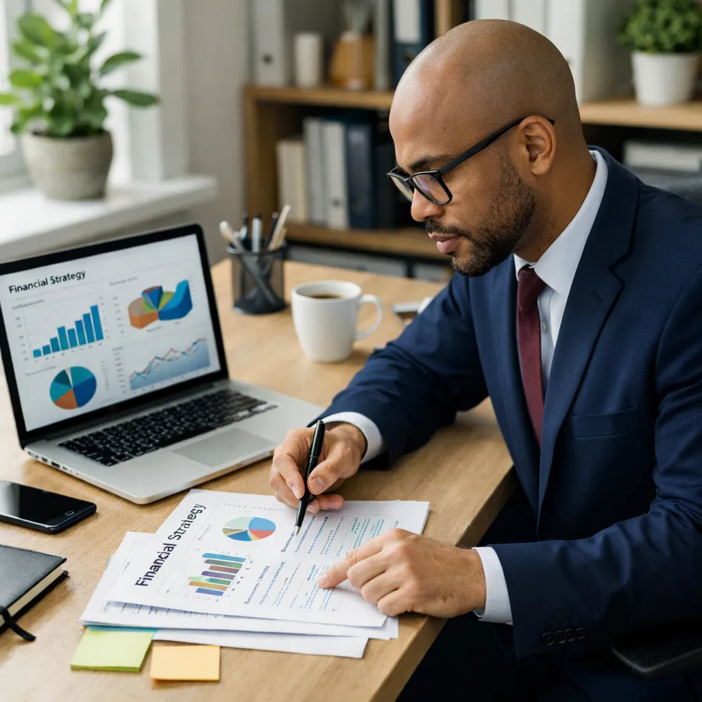 Accountant reviewing financial strategies