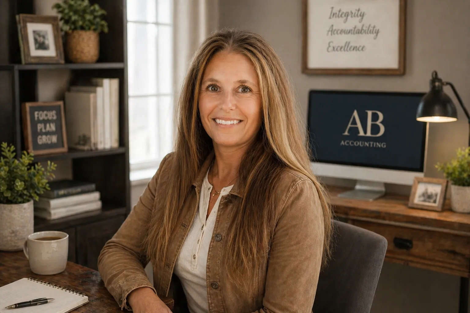 A picture of Amanda in her office